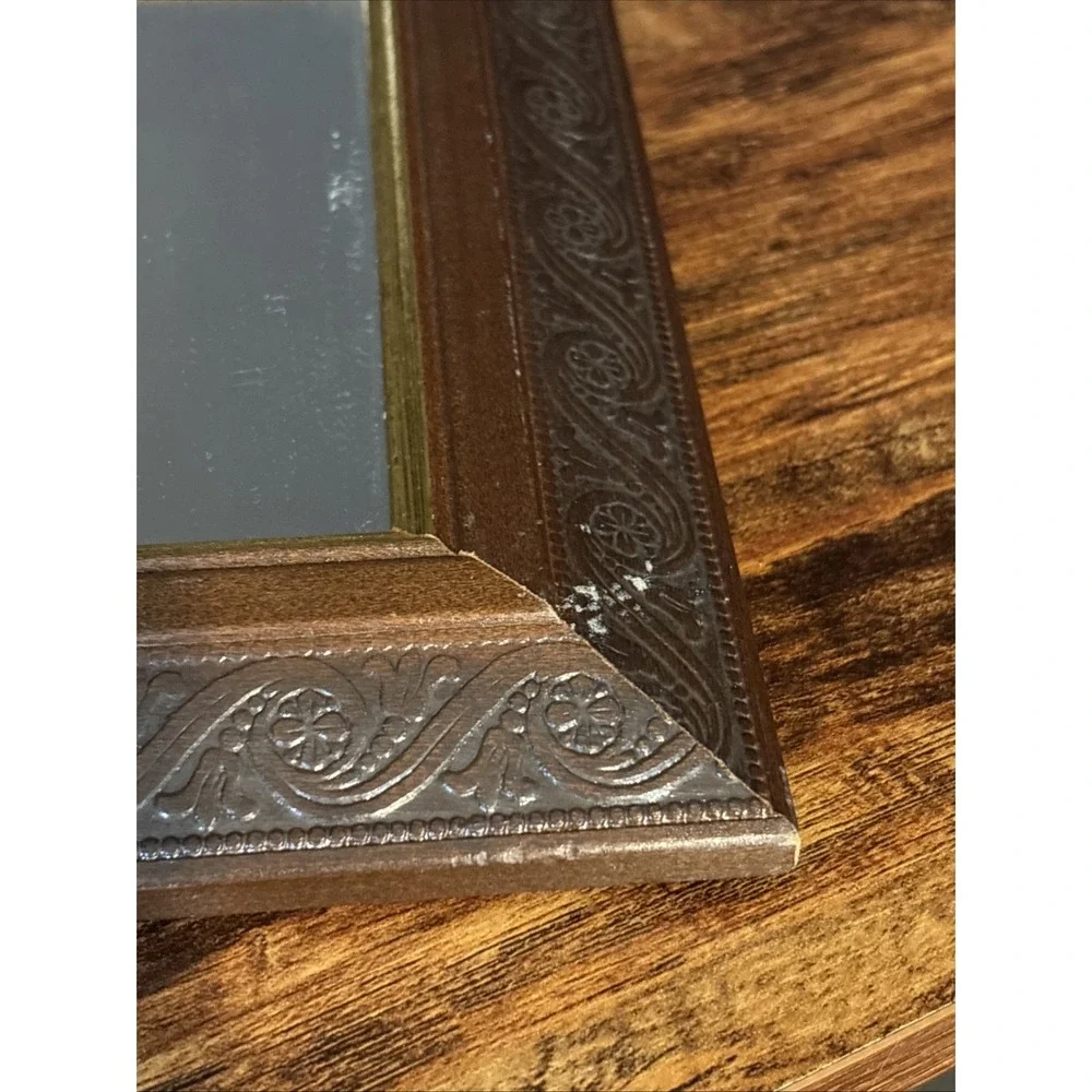 VTG‎  Mirror 9x15 Wood Embossed Gold Trim Home Interiors & Gifts